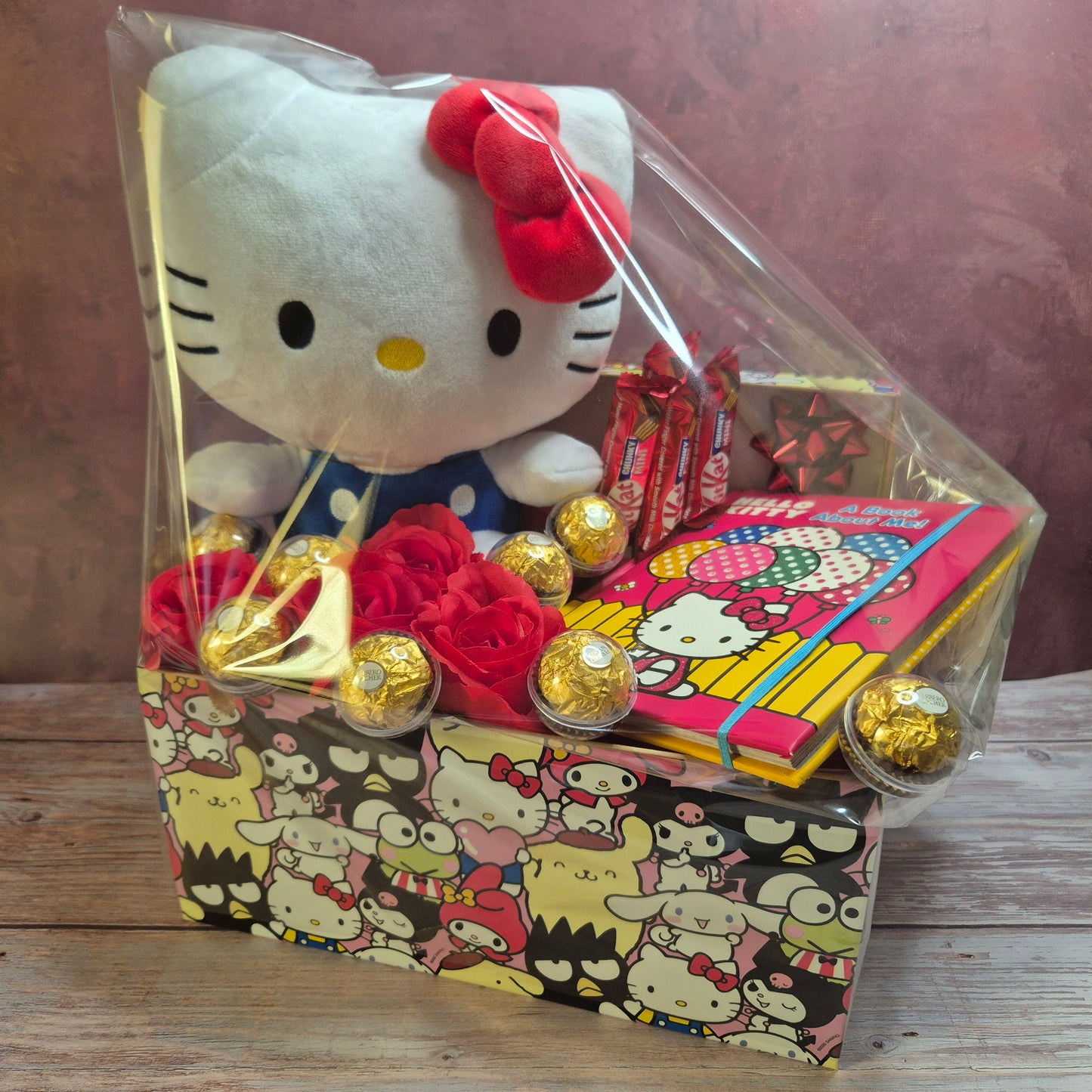 Hello Kitty Gift Hamper with Rose Flowers and Chocolates