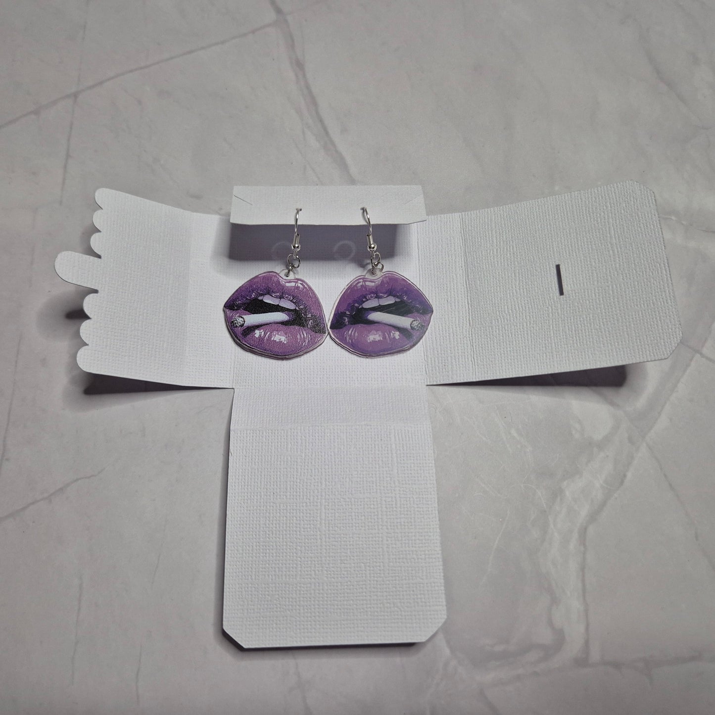Purple Lip Earring with Cigarette