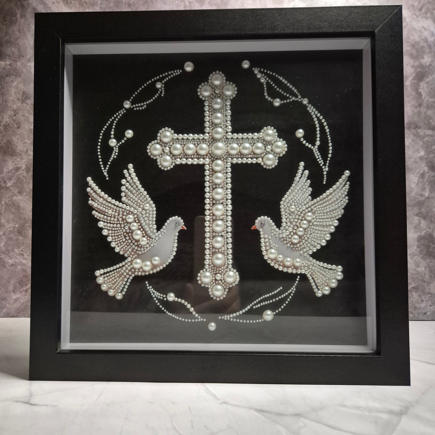 Cross and White Dove Frame