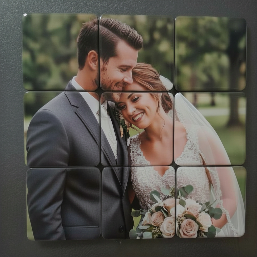 9 Piece Custom Puzzle Photo Button Magnets
