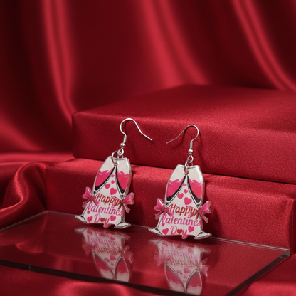 Valentine’s Day Wine Lover Heart Earring