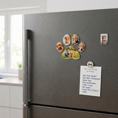 Magnetic Memorial Dog/Cat Photos with Paw Shape