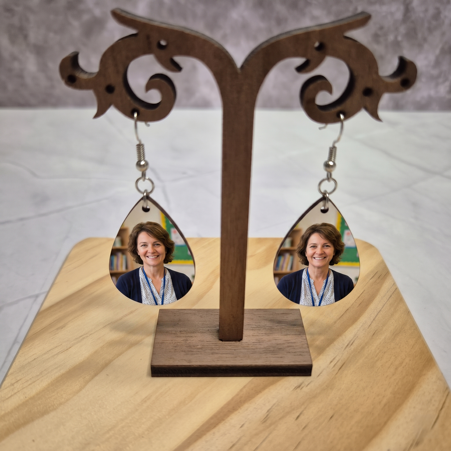 Personalised Photo Name Earring (Double-sided)