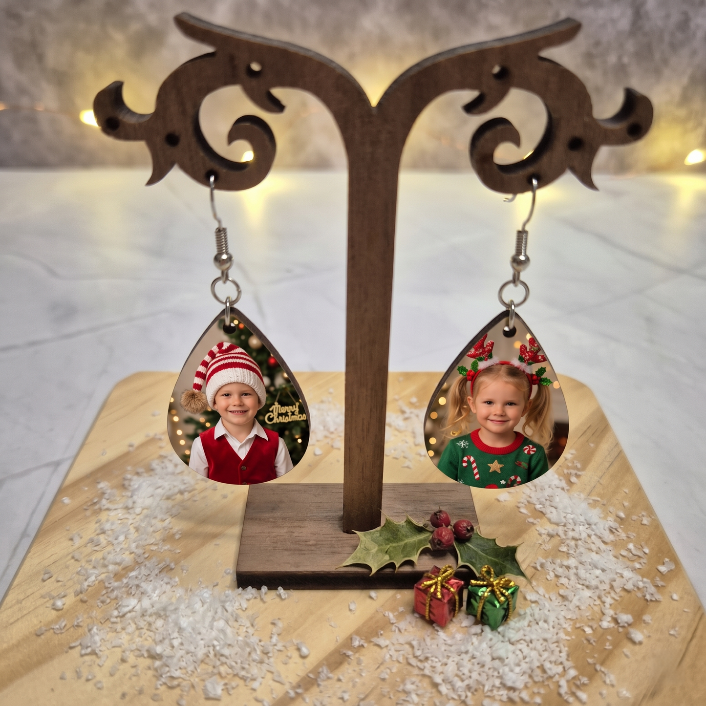 Personalised Photo Name Earring (Double-sided)