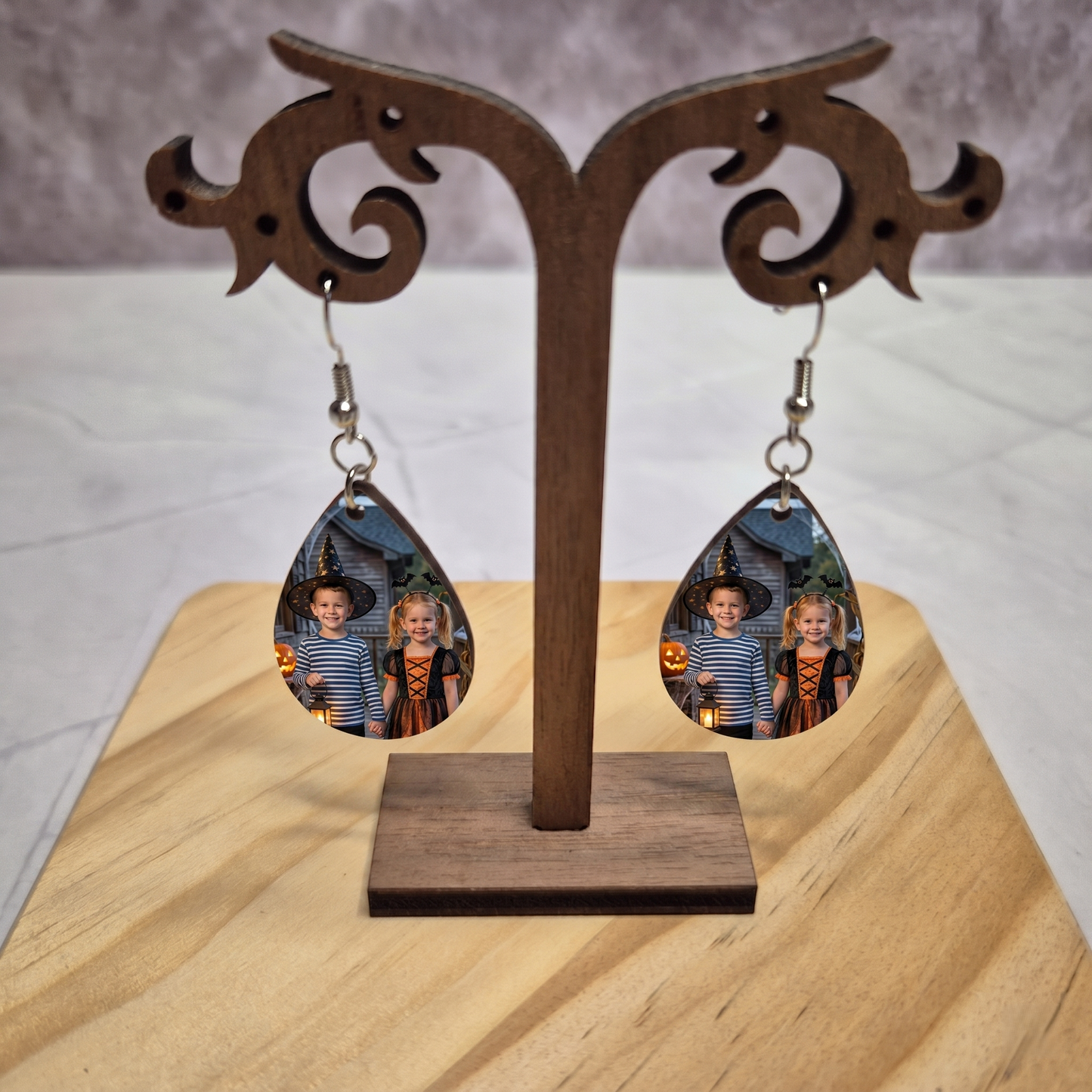 Personalised Photo Name Earring (Double-sided)