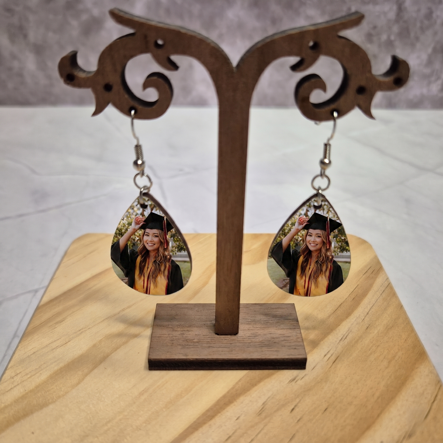 Personalised Photo Name Earring (Double-sided)