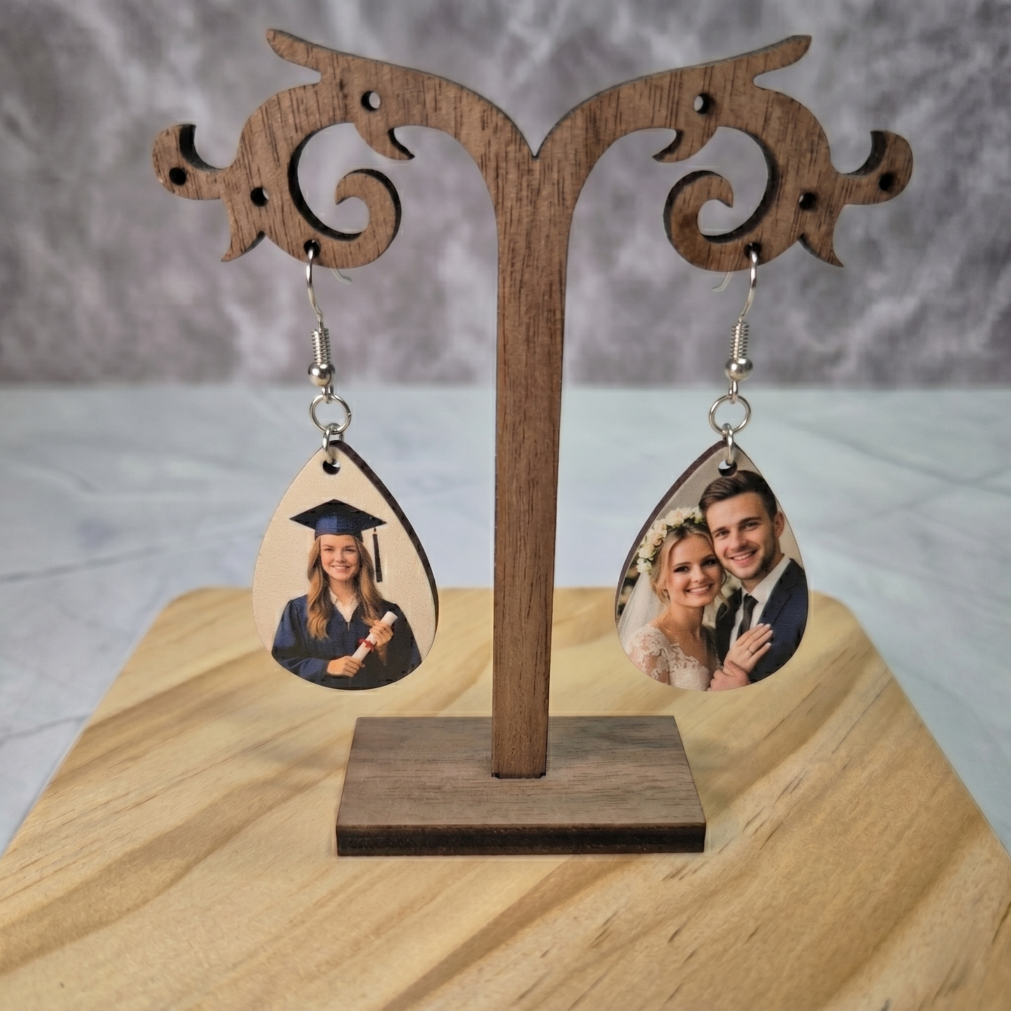 Personalised Photo Name Earring (Double-sided)