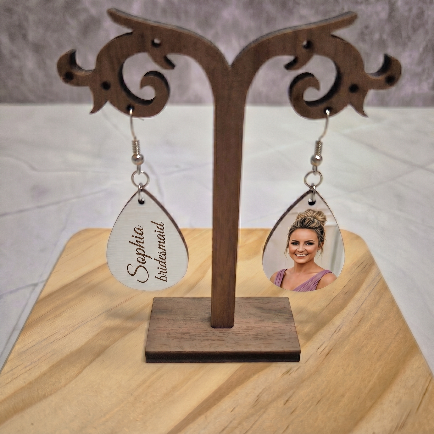 Personalised Photo Name Earring (Double-sided)