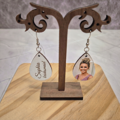 Personalised Photo Name Earring (Double-sided)