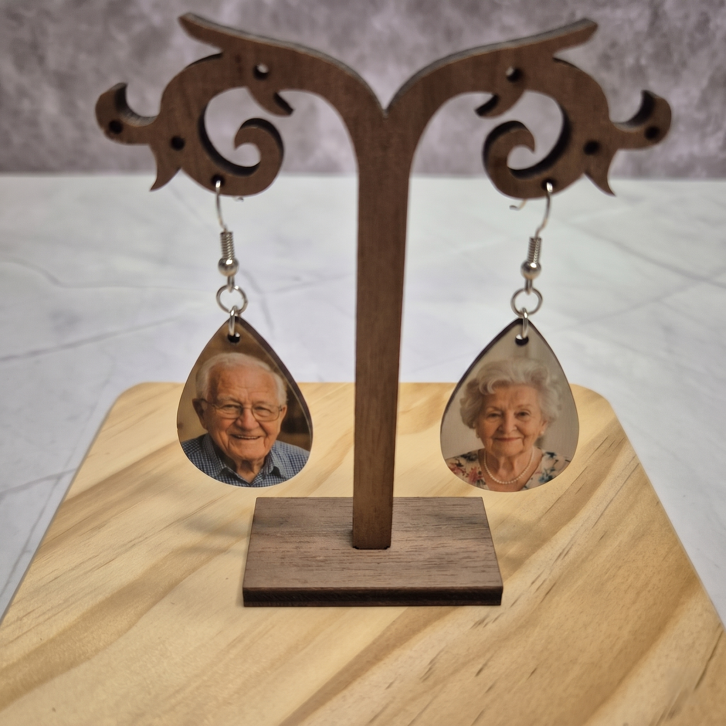Personalised Photo Name Earring (Double-sided)