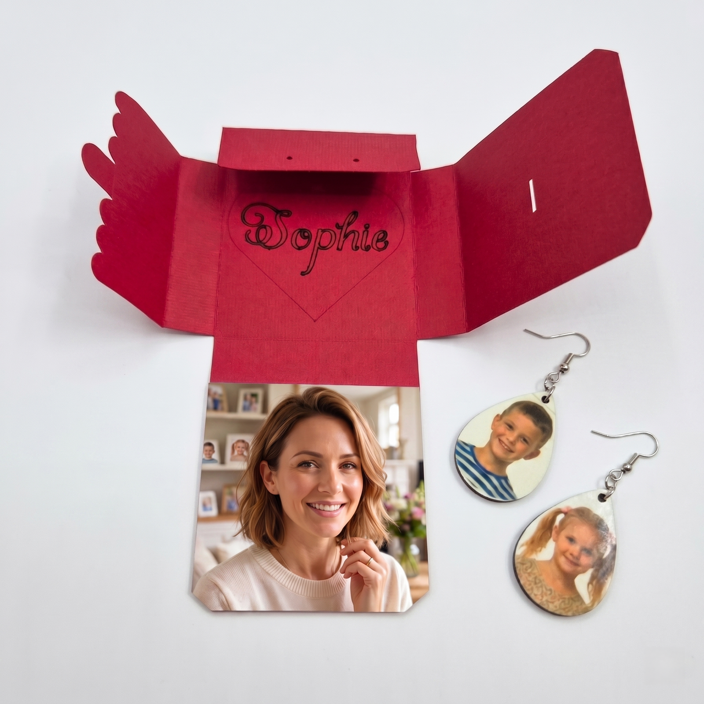 Personalised Photo Name Earring (Double-sided)