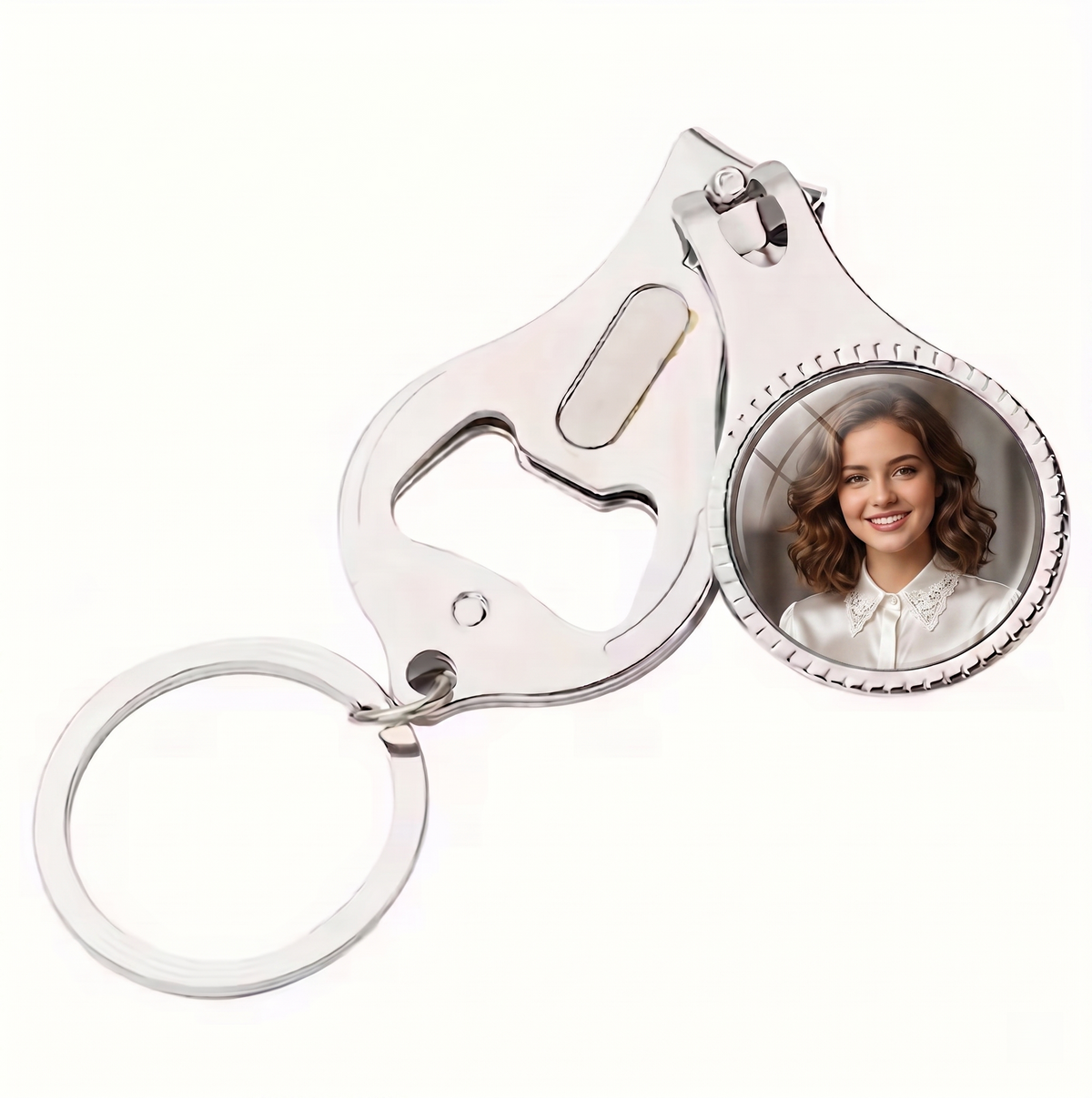4-in-1 Photo Keychain with Nail Clipper & Bottle Opener