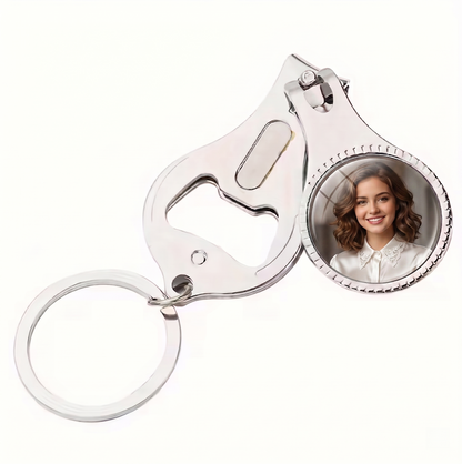 4-in-1 Photo Keychain with Nail Clipper & Bottle Opener