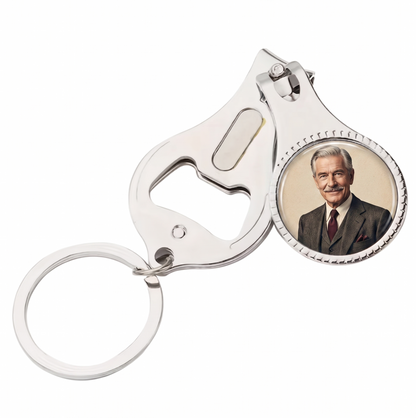 4-in-1 Photo Keychain with Nail Clipper & Bottle Opener