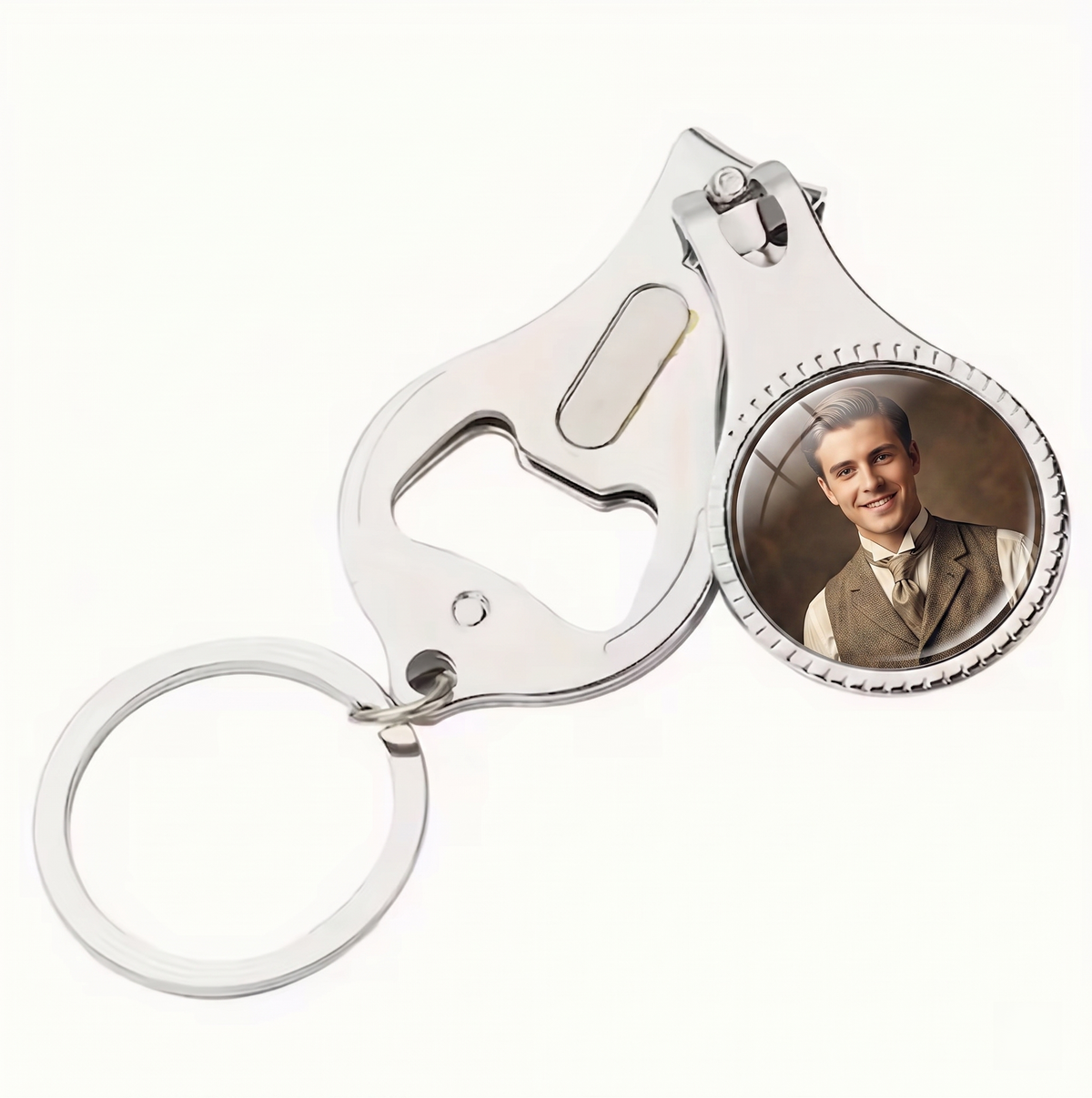 4-in-1 Photo Keychain with Nail Clipper & Bottle Opener