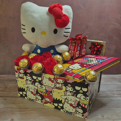 Hello Kitty Gift Hamper with Rose Flowers and Chocolates